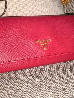 Prada Saffiano Leather Wallet - Fuchsia Pink